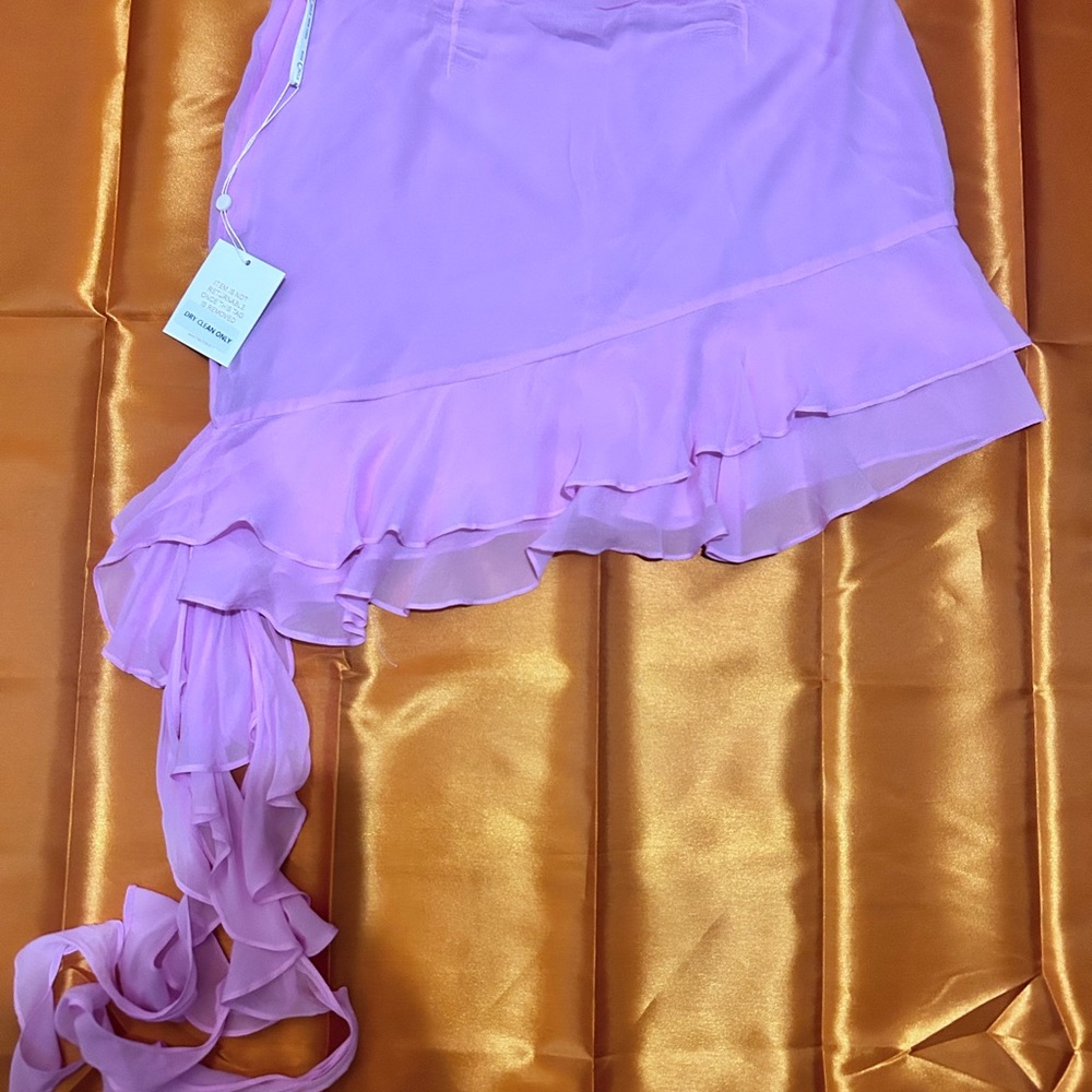 Purple Asymmetrical Ruffled Mini Skirt